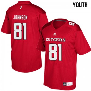 Youth Scarlet Knights #81 George Johnson Red College Jersey 403764-408