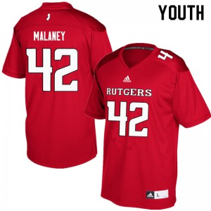 Youth Rutgers #42 Jake Malaney Red High School Jerseys 863576-624