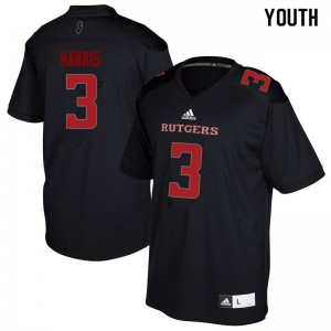 Youth Rutgers Scarlet Knights #3 Jawuan Harris Black Football Jerseys 598429-961