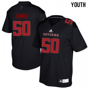 Youth Scarlet Knights #50 Julius Turner Black Embroidery Jerseys 443133-863