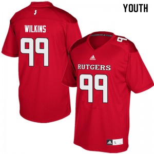 Youth Rutgers University #99 Kevin Wilkins Red Embroidery Jerseys 926292-510