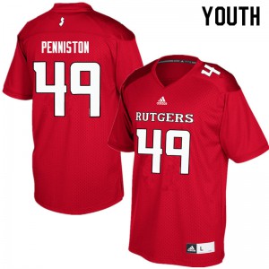 Youth Rutgers University #49 Kyle Penniston Red NCAA Jersey 281915-634