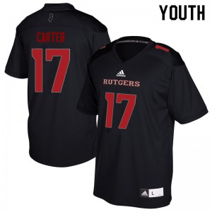 Youth Rutgers Scarlet Knights #17 McLane Carter Black Embroidery Jersey 857325-882