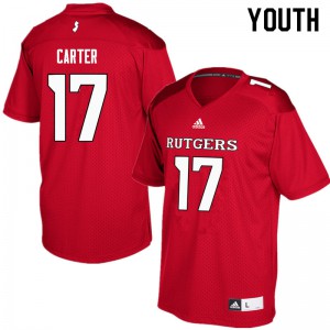 Youth Rutgers Scarlet Knights #17 McLane Carter Red Stitch Jerseys 182789-729