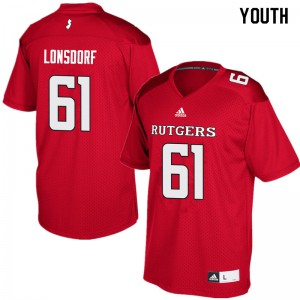 Youth Rutgers #61 Mike Lonsdorf Red High School Jerseys 570989-996