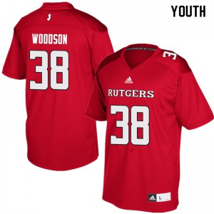 Youth Rutgers University #38 Nyshere Woodson Red NCAA Jerseys 750675-863