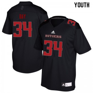 Youth Rutgers Scarlet Knights #34 Parker Day Black Embroidery Jerseys 987605-856