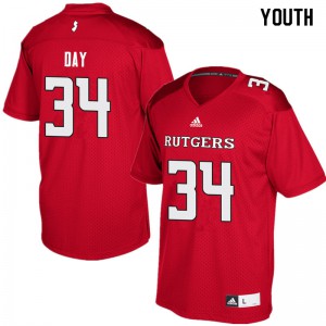 Youth Rutgers Scarlet Knights #34 Parker Day Red Stitch Jersey 383475-349