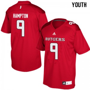 Youth Scarlet Knights #9 Saquan Hampton Red Football Jersey 628968-537