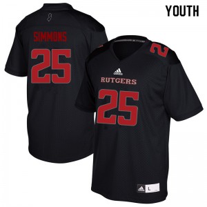Youth Scarlet Knights #25 Syheim Simmons Black College Jerseys 435638-840