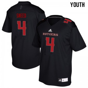 Youth Rutgers #4 Trey Sneed Black Football Jerseys 532392-225
