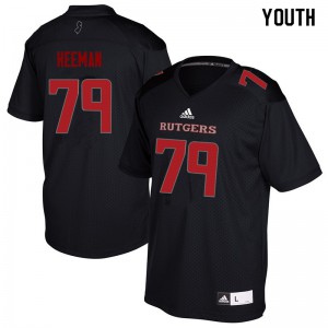 Youth Rutgers Scarlet Knights #79 Zack Heeman Black Player Jerseys 749101-108