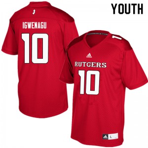 Youth Rutgers #10 Zukudo Igwenagu Red Stitched Jerseys 249531-500